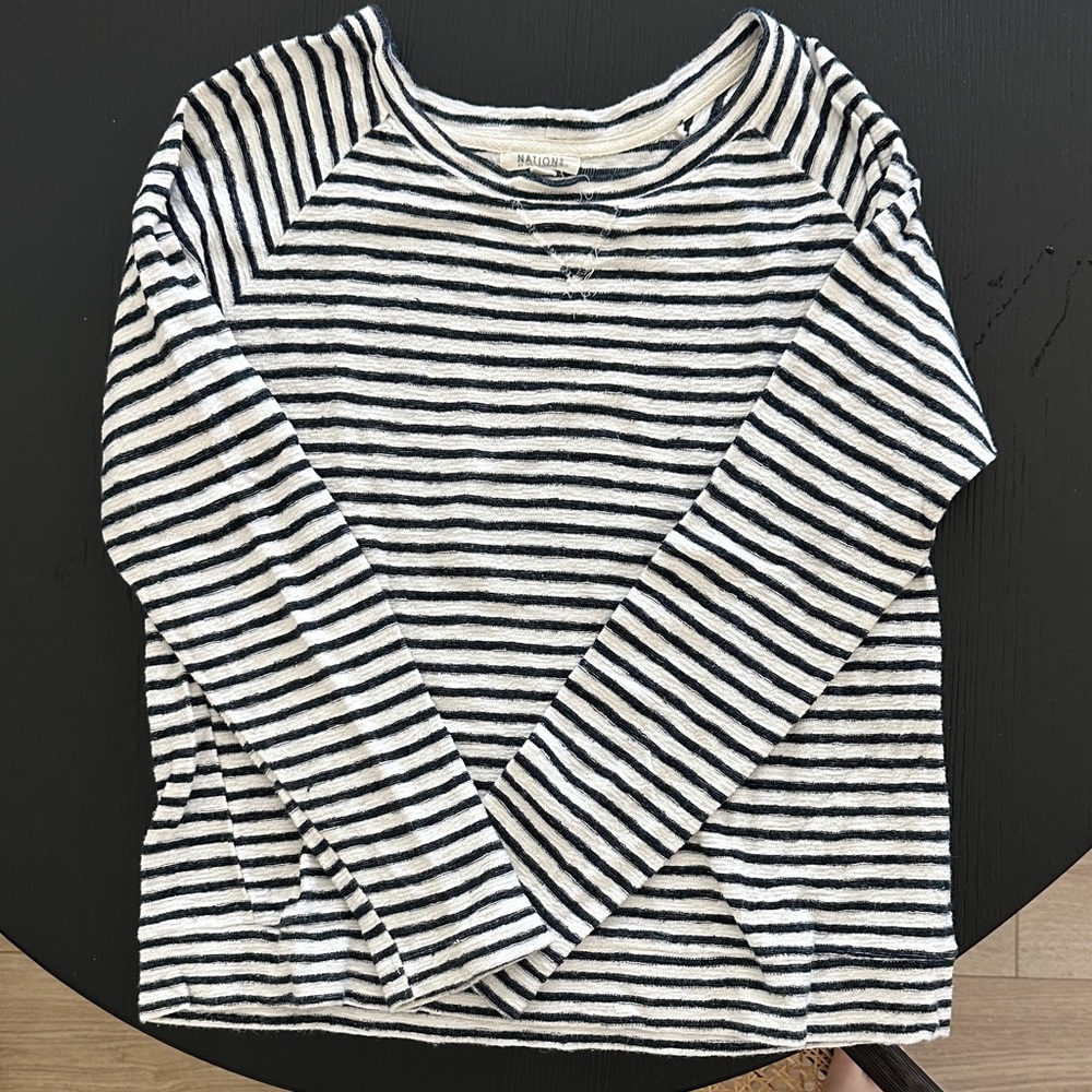Nation LTD Black and White Striped Long Sleeve Top
